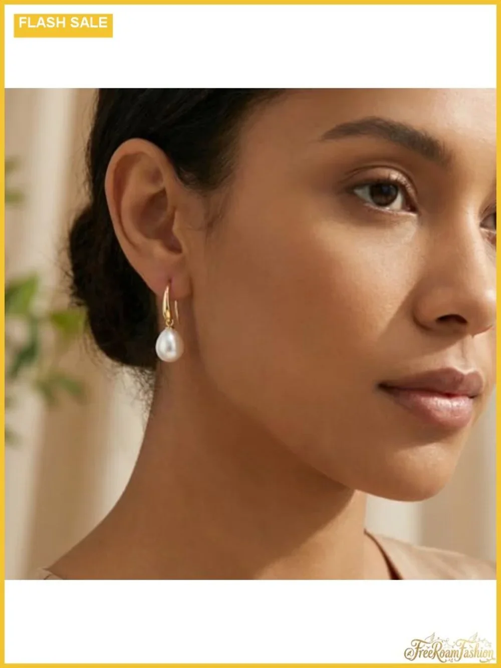Gold Plated Pearl Hoop Huggie Earrings Hypoallergenic Drop Dangle